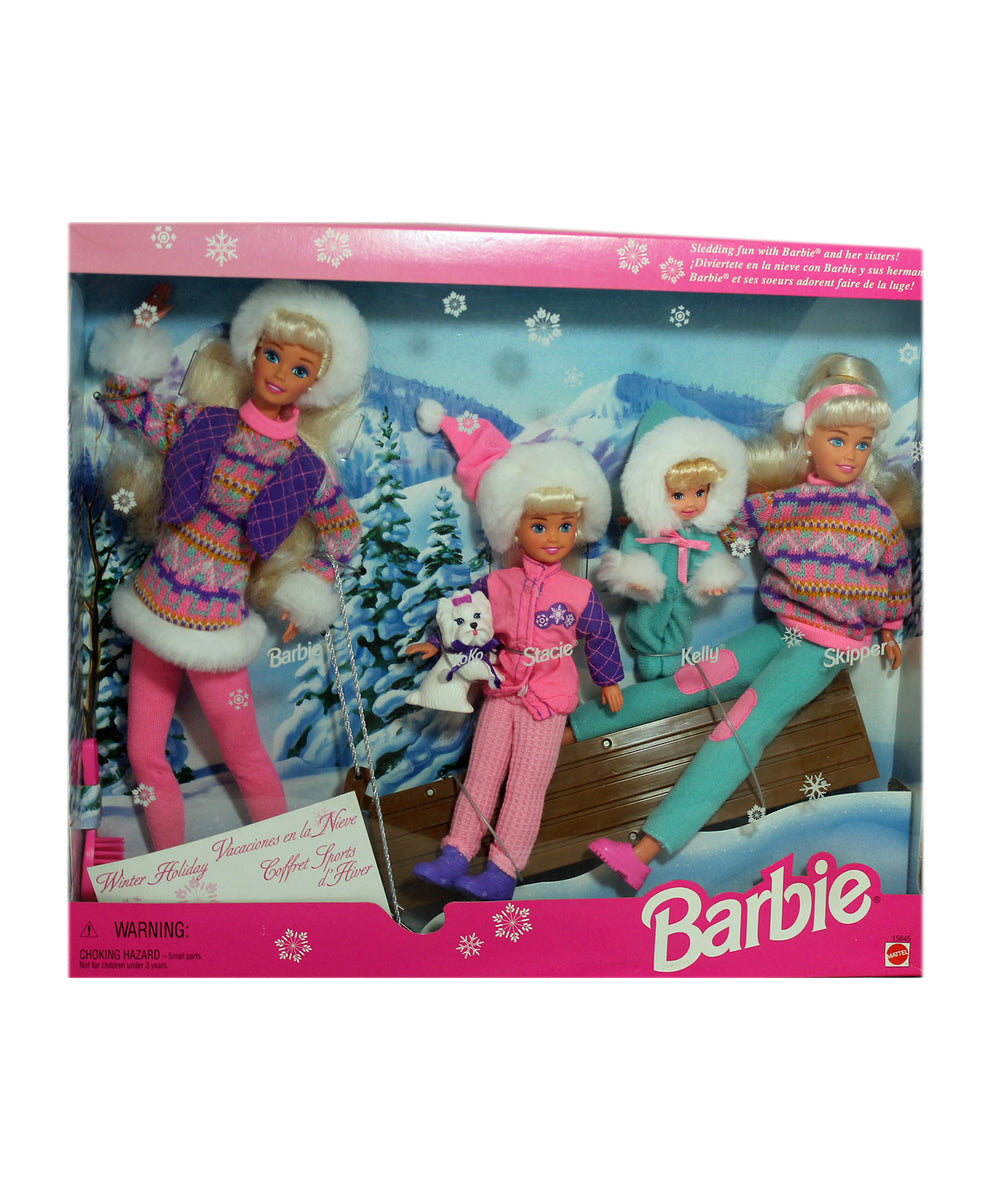 NEW! FOREIGN 1995 WINTER HOLIDAY BARBIE SLEDDING on sale FUN SET!