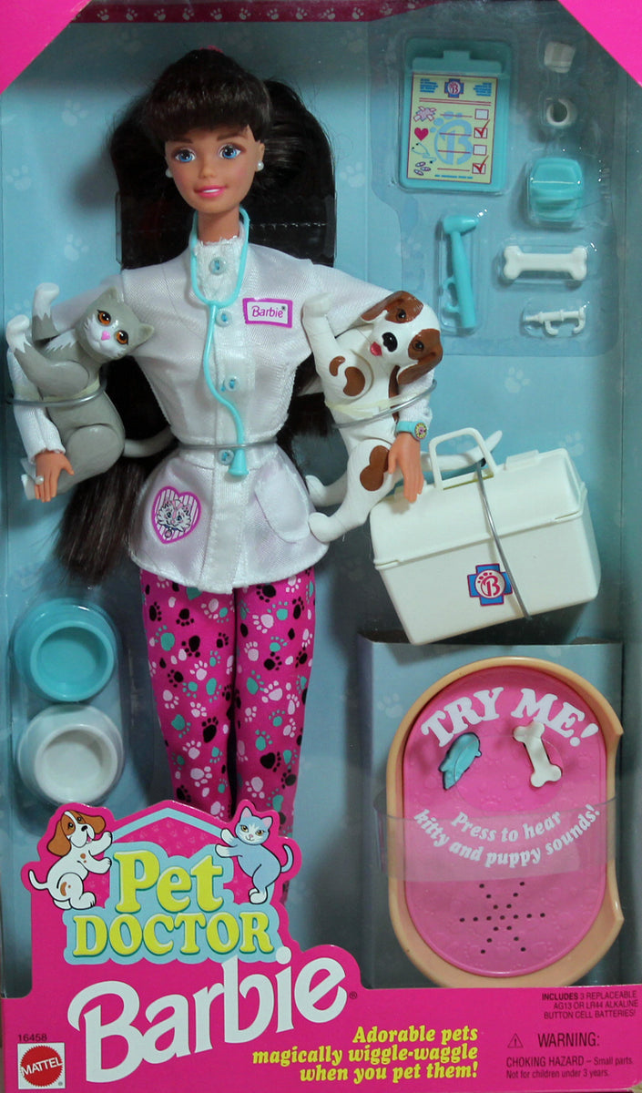1996 Brunette Pet Doctor Barbie with dog & cat – Sell4Value