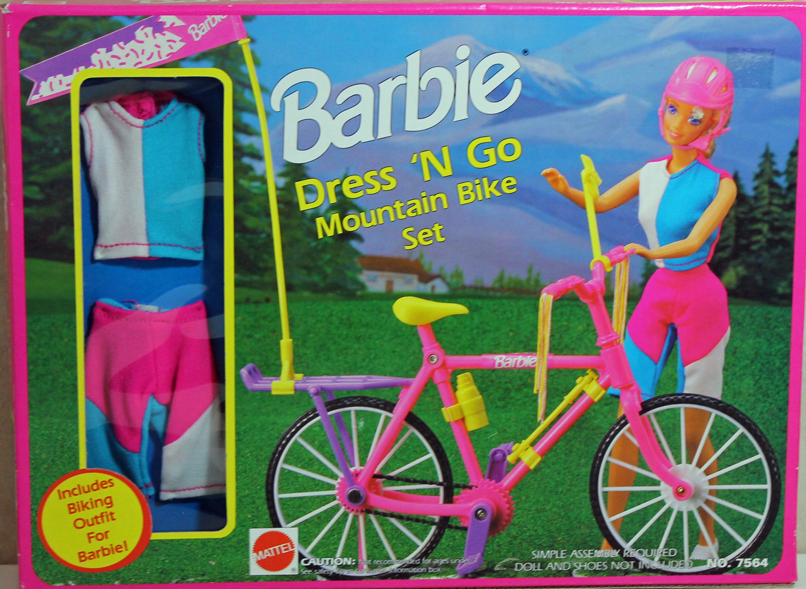 Barbie Pack 'N Go Bike Set By Mattel - Includes Bike, Backpack, Helmet & Accessories