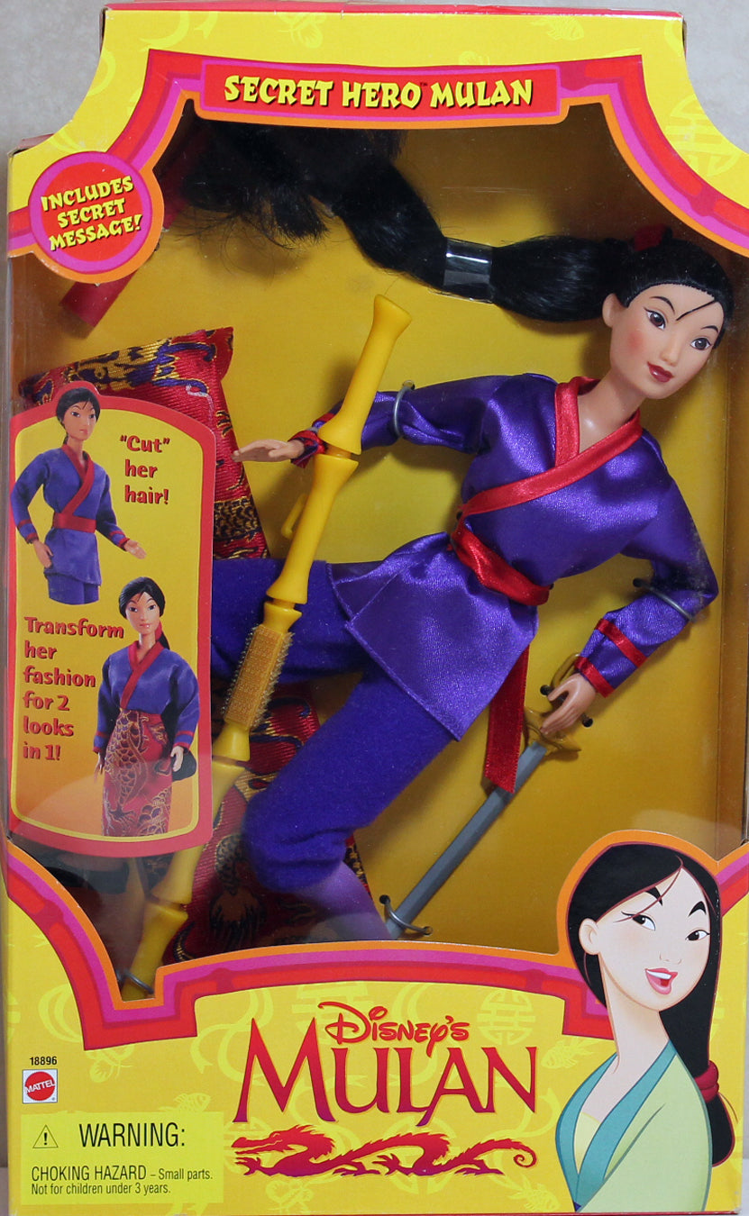 Disney's SECRET HERO MULAN Barbie Doll cut Her Hair 18896 Mattel 
